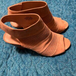 Audrey Brooke Light Brown Suede Open Toe Ankle Strap Size 10M